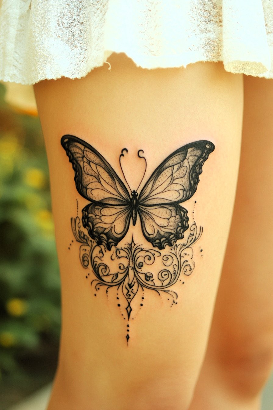 Black Butterfly Tattoo Design Idea 28