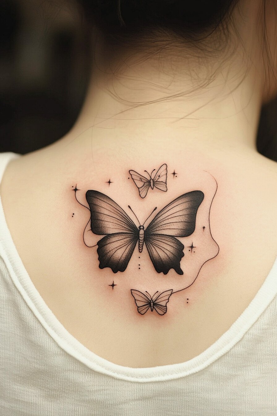 Black Butterfly Tattoo Design Idea 33