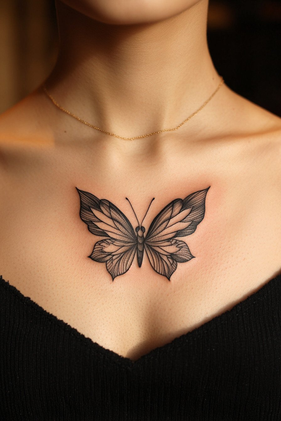 Black Butterfly Tattoo Design Idea 38