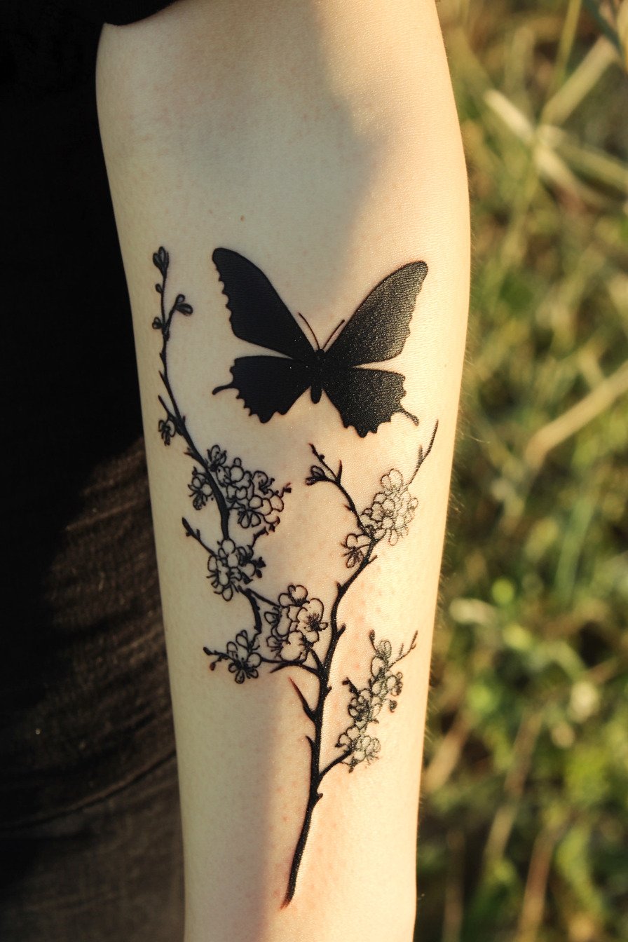 Black Butterfly Tattoo Design Idea 4