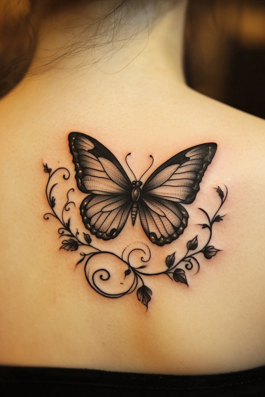 Black Butterfly Tattoo Design Idea 42