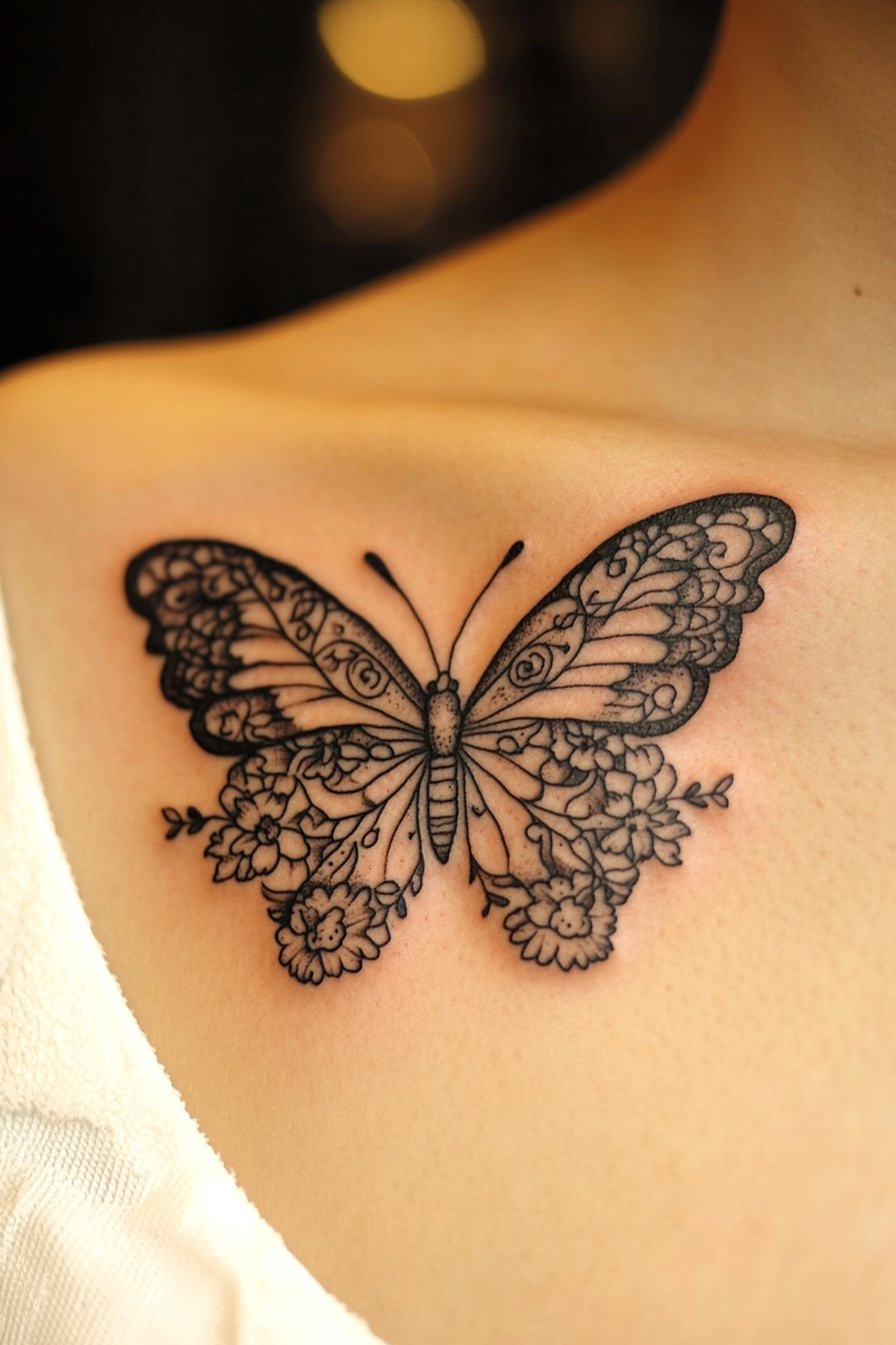 Black Butterfly Tattoo Design Idea 43