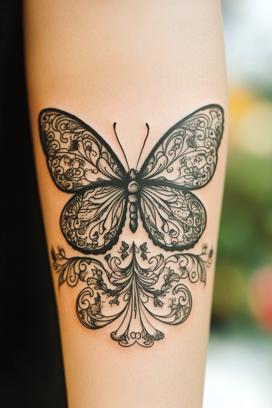 Black Butterfly Tattoo Design Idea 45