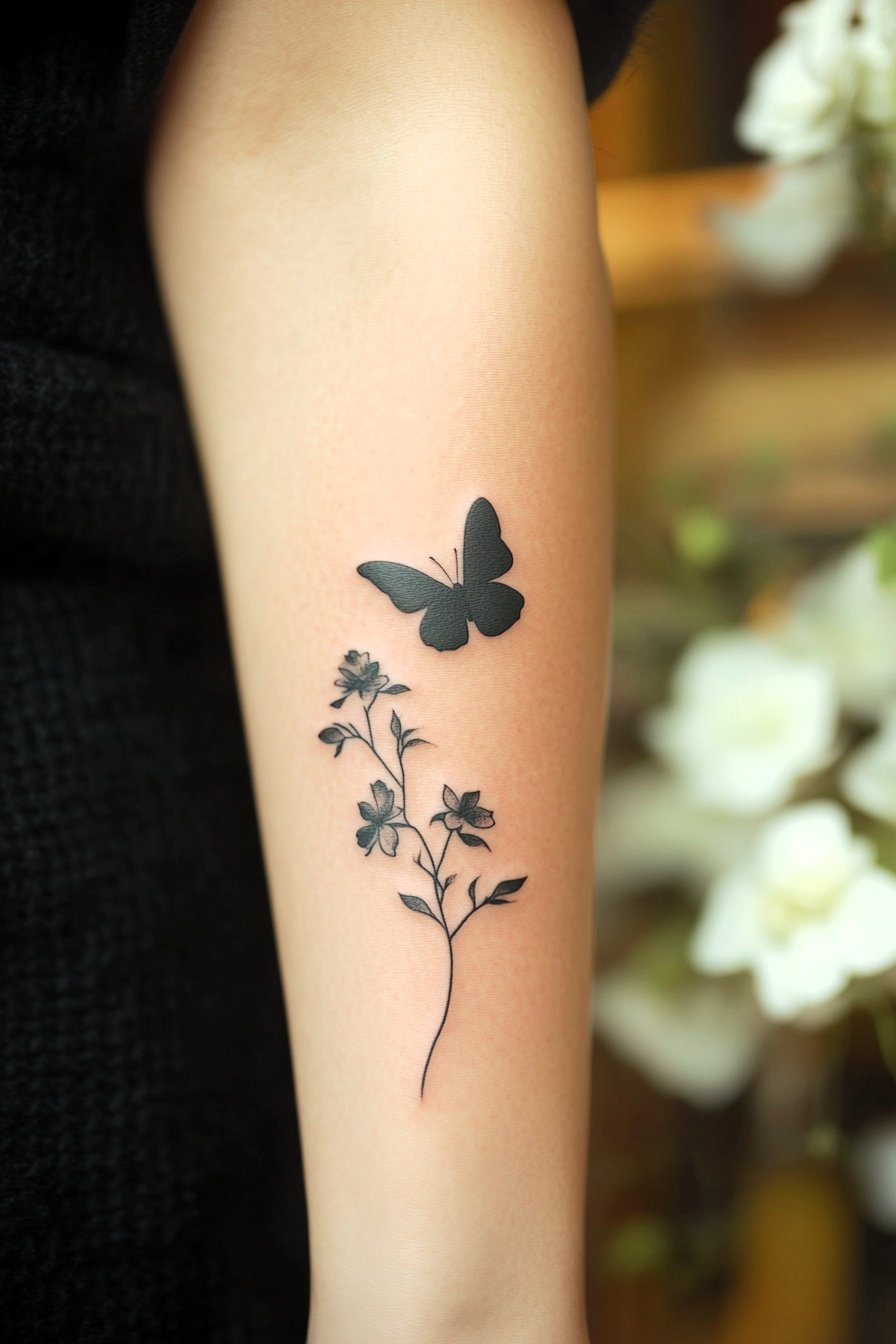 Black Butterfly Tattoo Design Idea 50