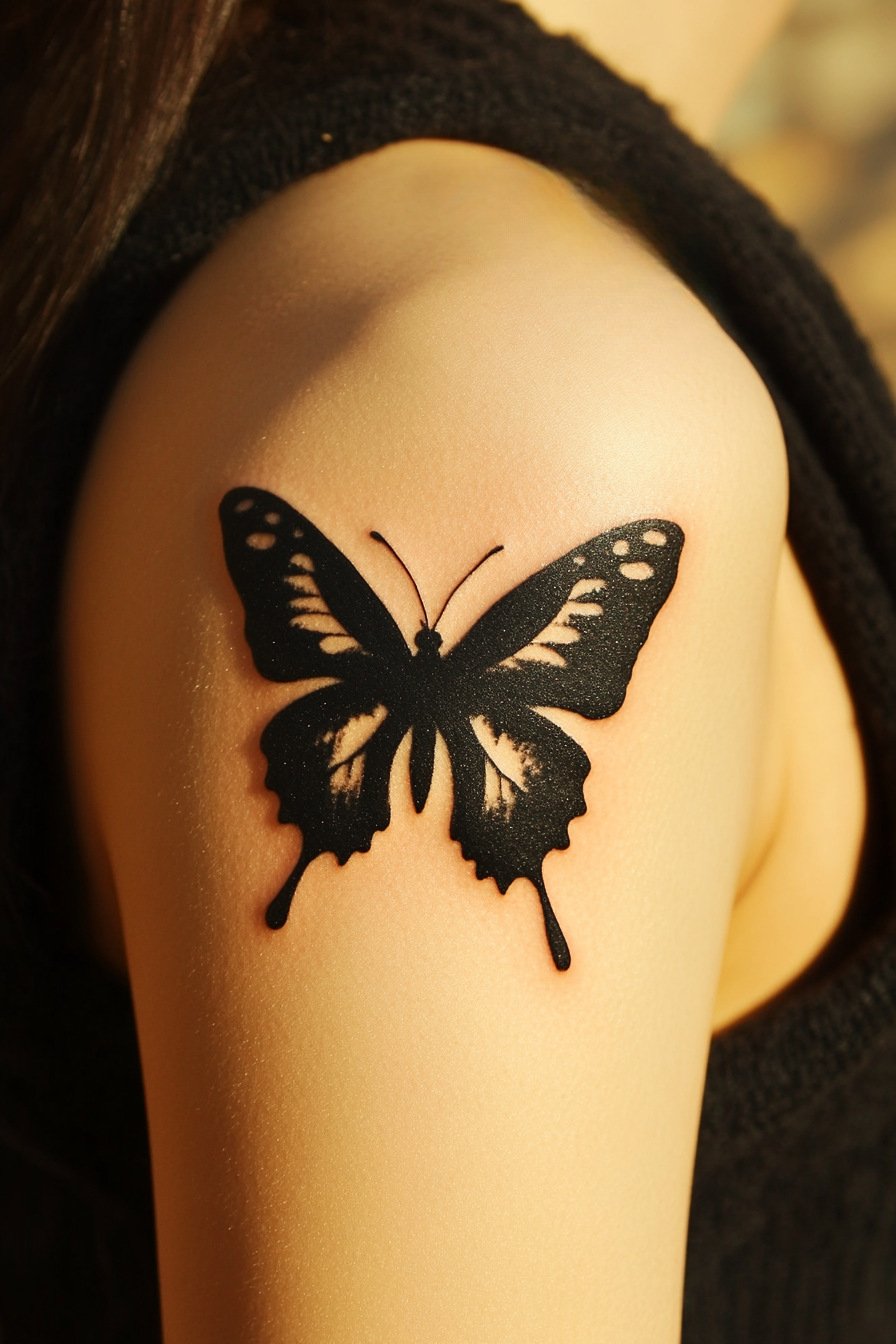 Black Butterfly Tattoo Design Idea 6