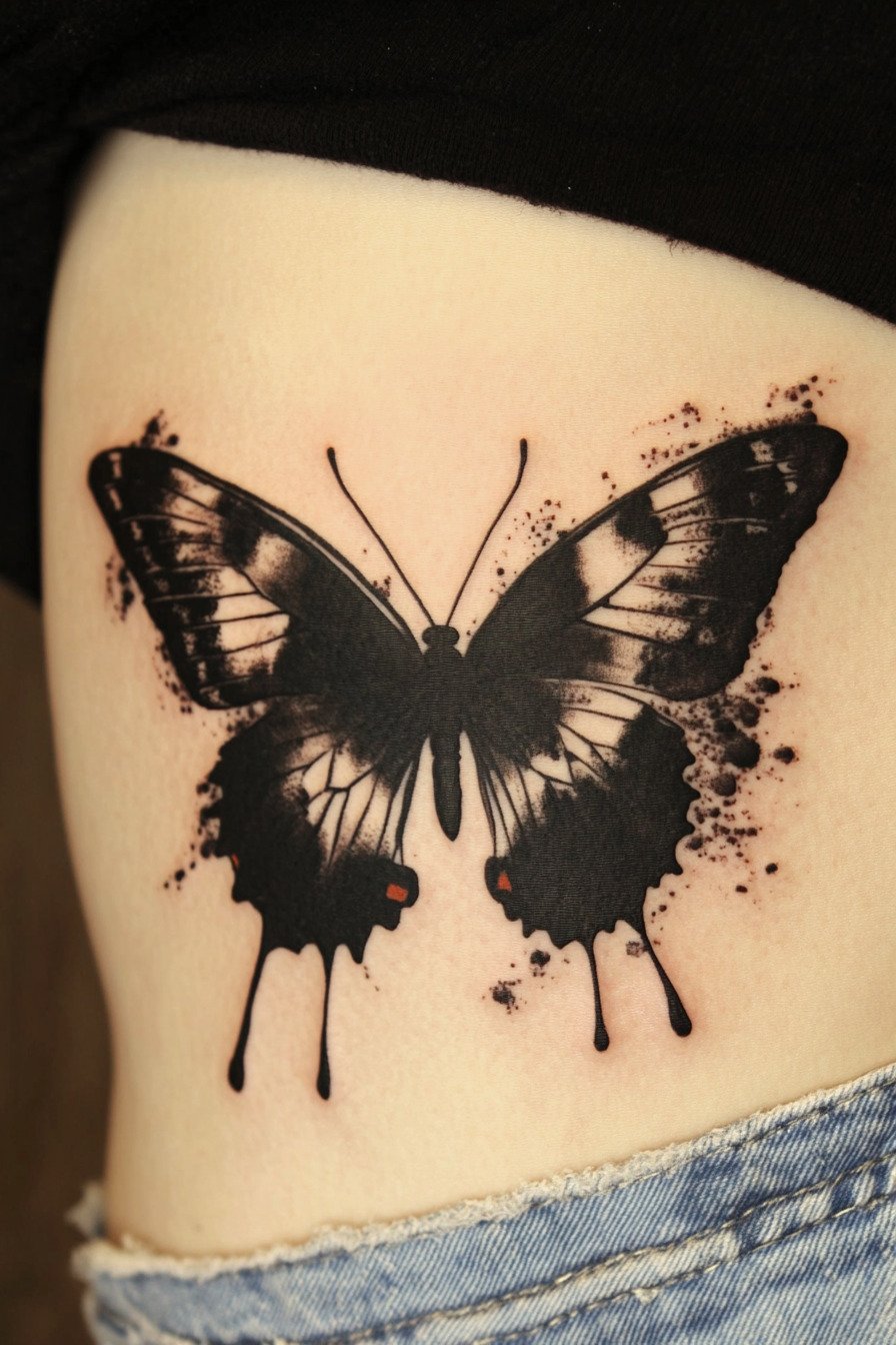 Black Butterfly Tattoo Design Idea 8