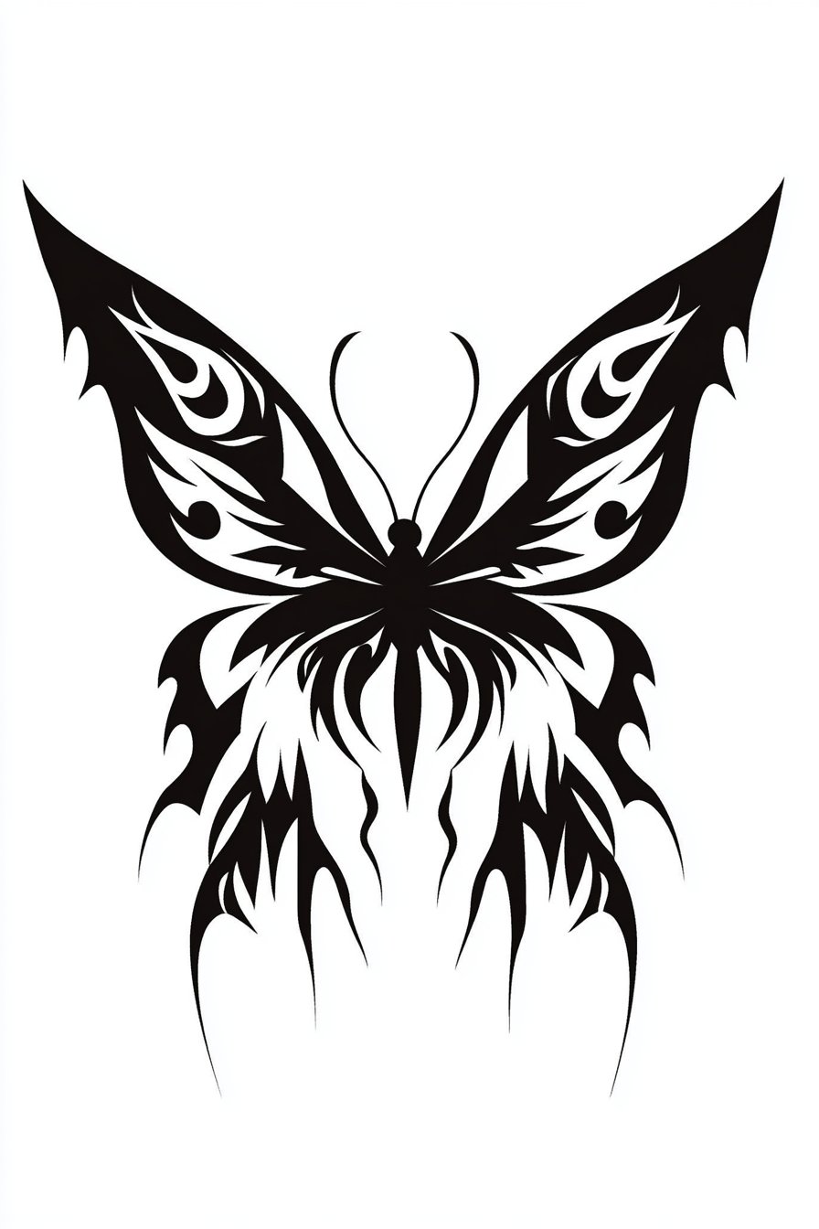 Black Butterfly Tattoo Stencil Design 12