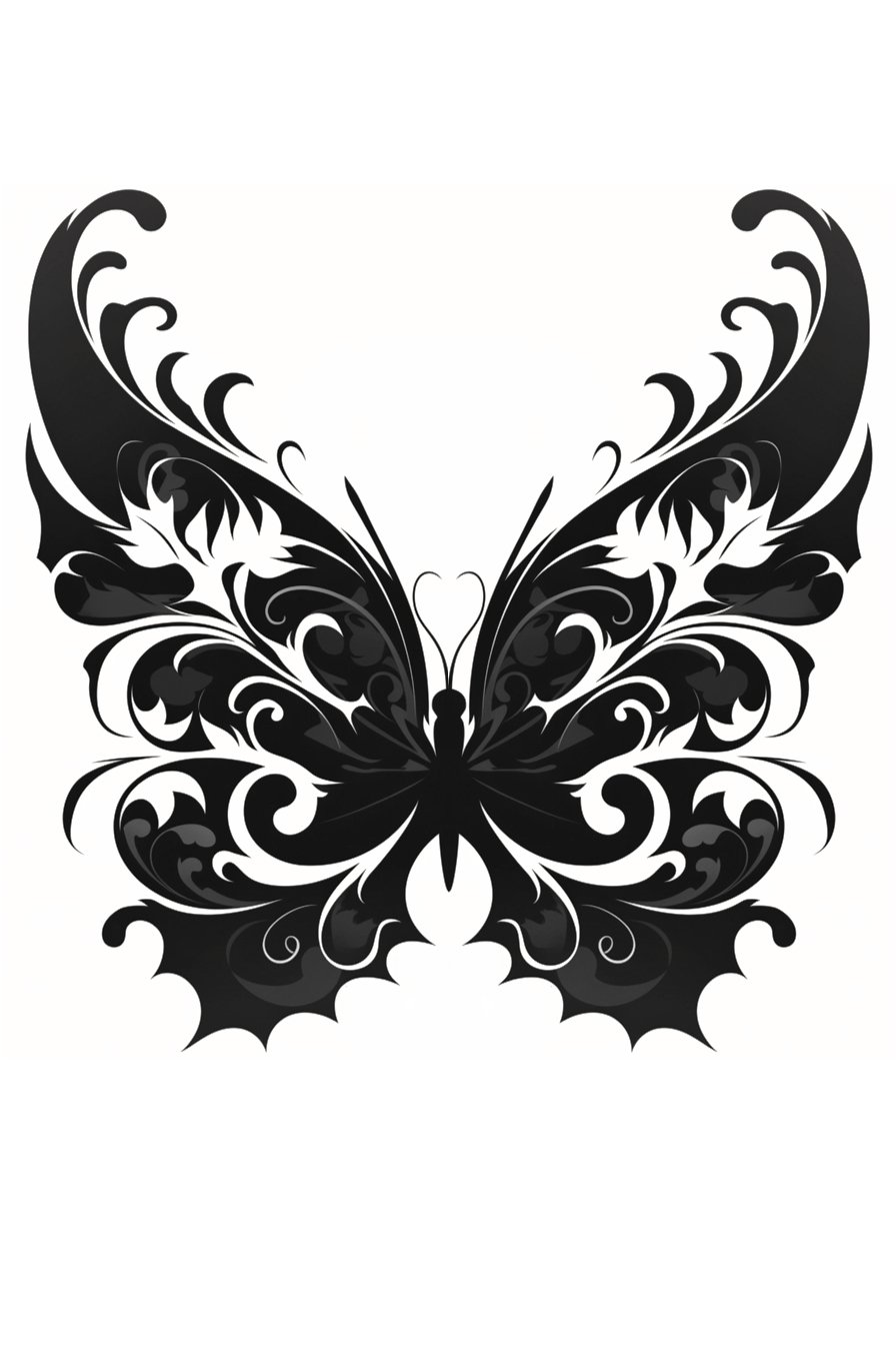 Black Butterfly Tattoo Stencil Design 13