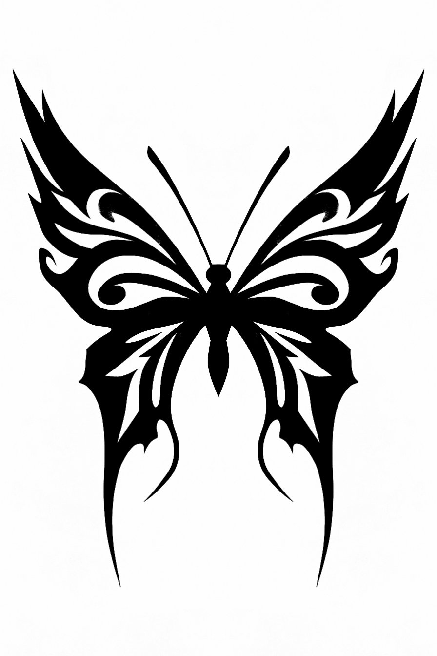 Black Butterfly Tattoo Stencil Design 16