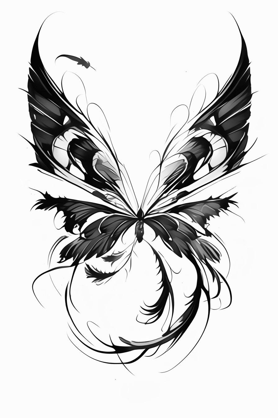 Black Butterfly Tattoo Stencil Design 19