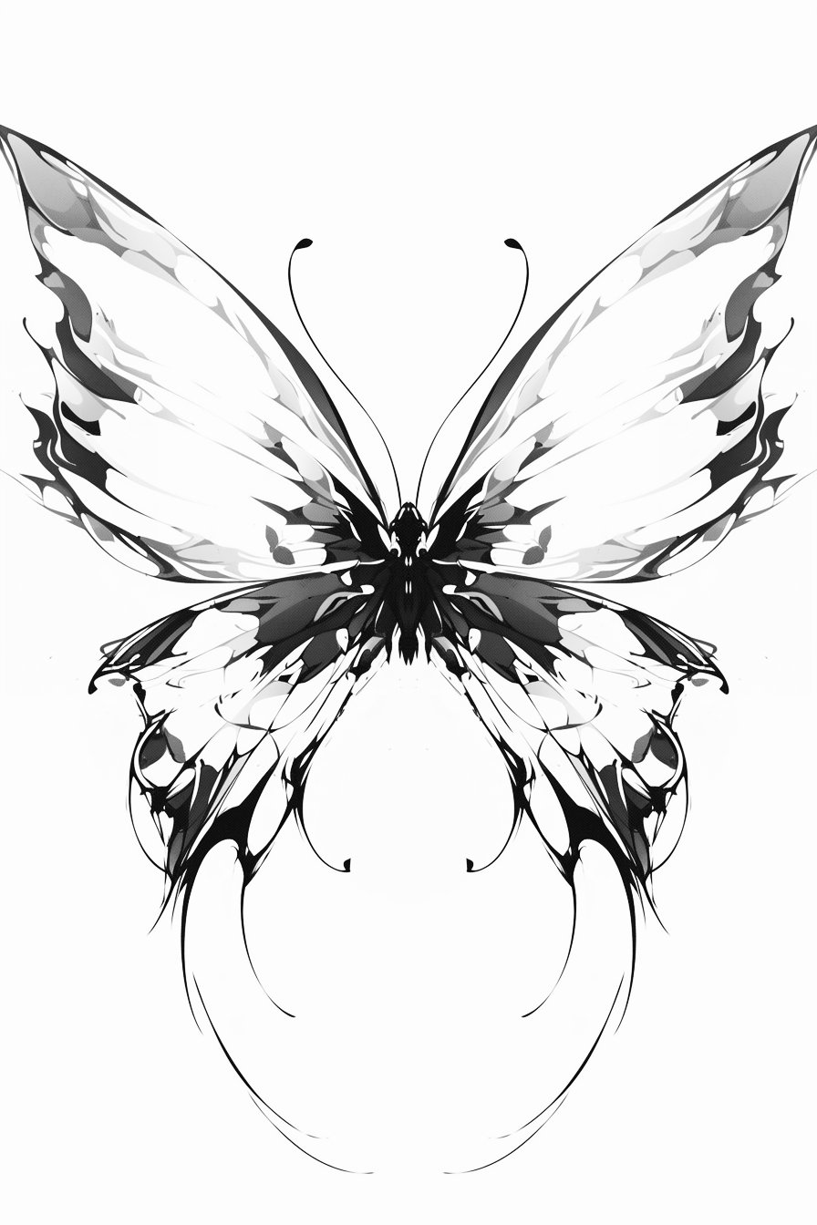 Black Butterfly Tattoo Stencil Design 21