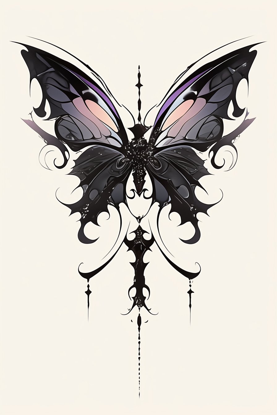 Black Butterfly Tattoo Stencil Design 5