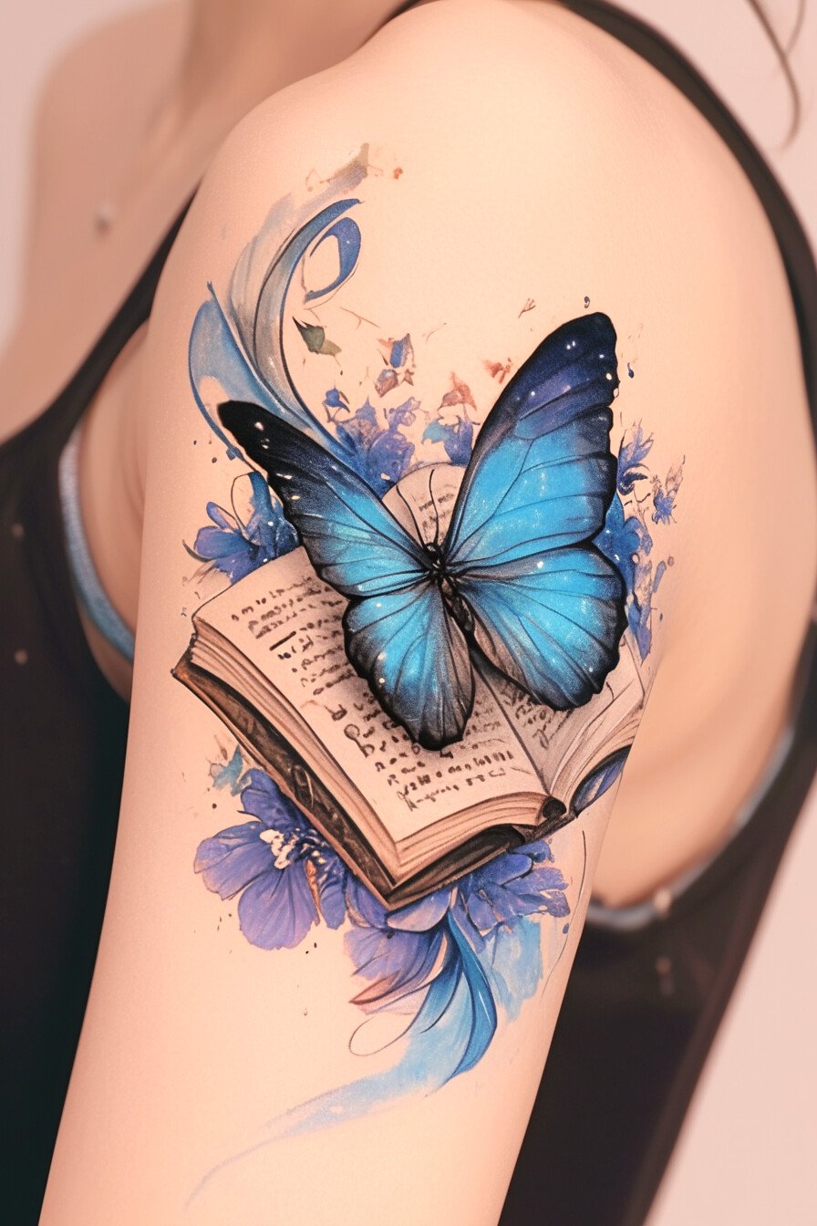 Blue Butterfly Tattoo Design Ideas 10