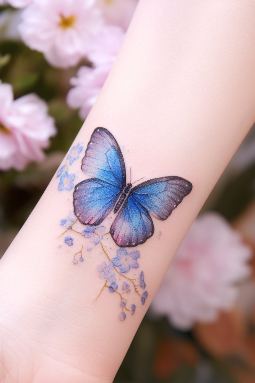 Blue Butterfly Tattoo Design Ideas 11