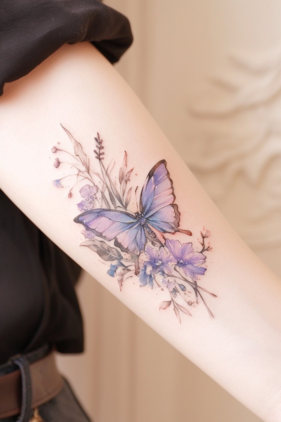 Blue Butterfly Tattoo Design Ideas 14