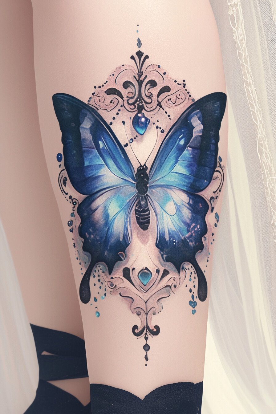 Blue Butterfly Tattoo Design Ideas 2