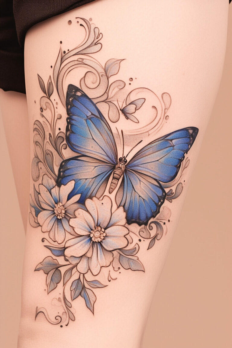 30 Captivating Blue Butterfly Tattoo Designs for a Touch of Elegance ...