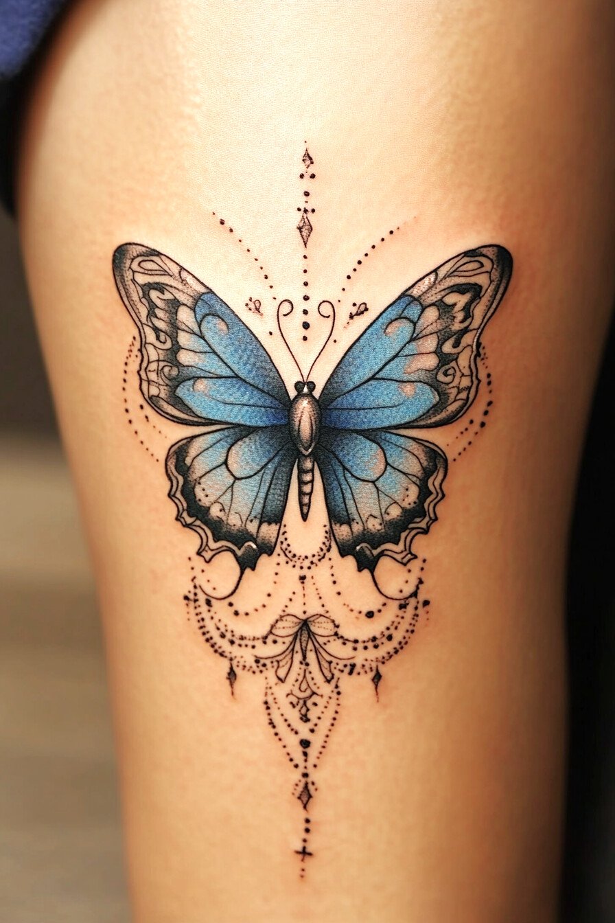 Blue Butterfly Tattoo Design Ideas 5