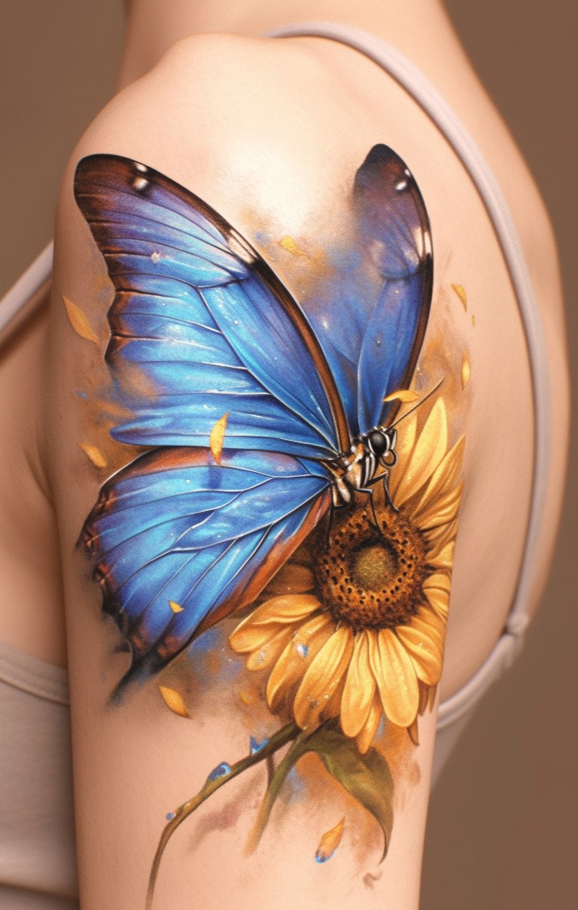 Blue Butterfly Tattoo Design Ideas 6