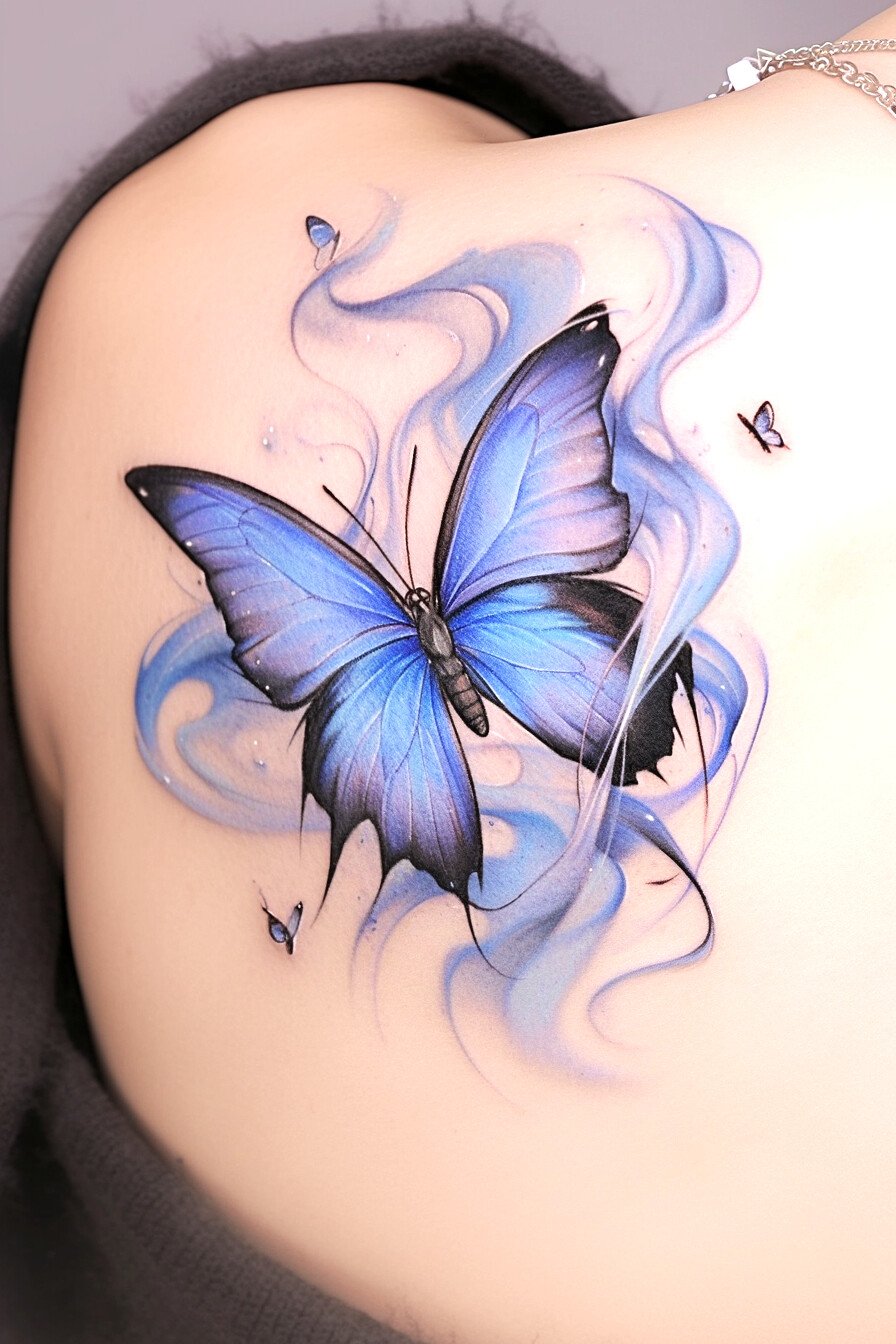 Blue Butterfly Tattoo Design Ideas 7