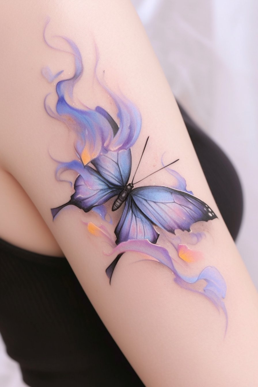 Blue Butterfly Tattoo Design Ideas 8