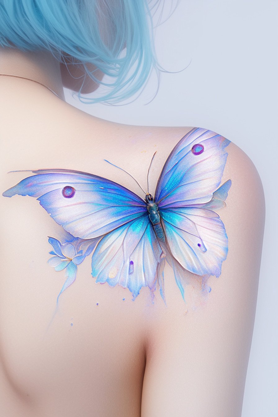 Blue Butterfly Tattoo Design Ideas 9