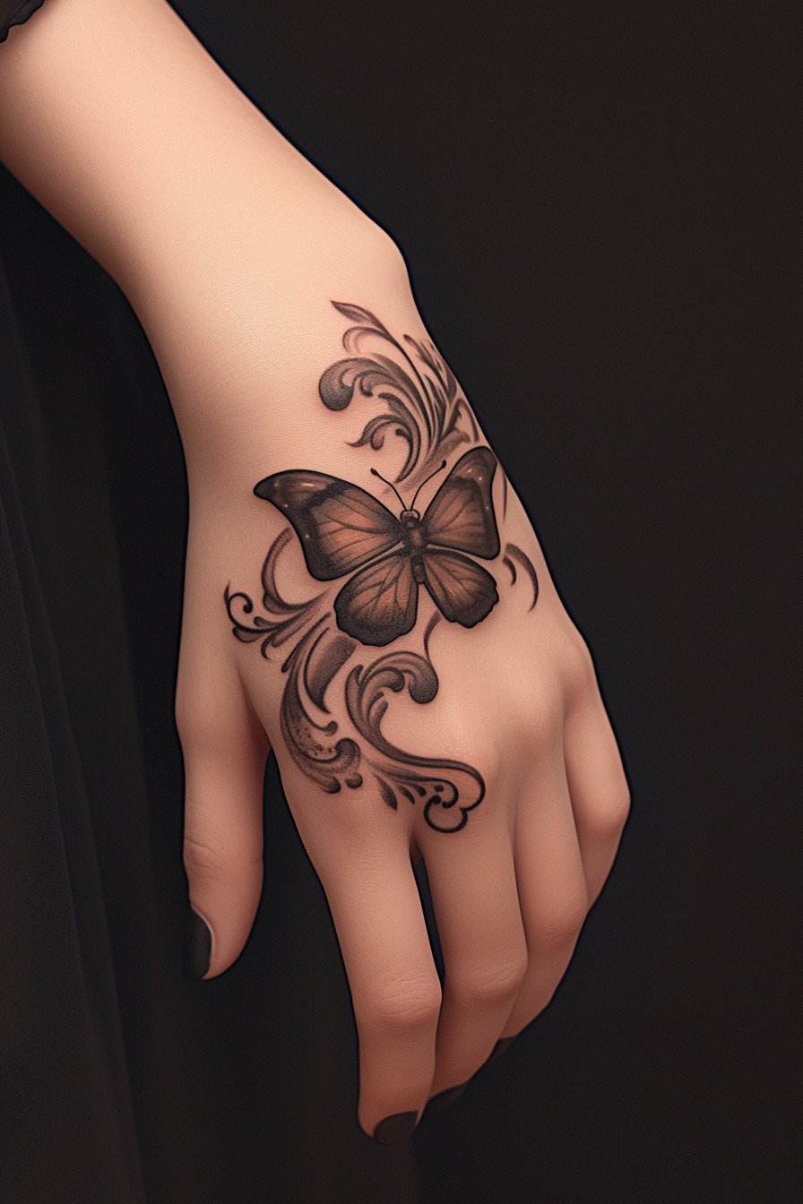 Butterfly Tattoo Design Ideas on Hand 18