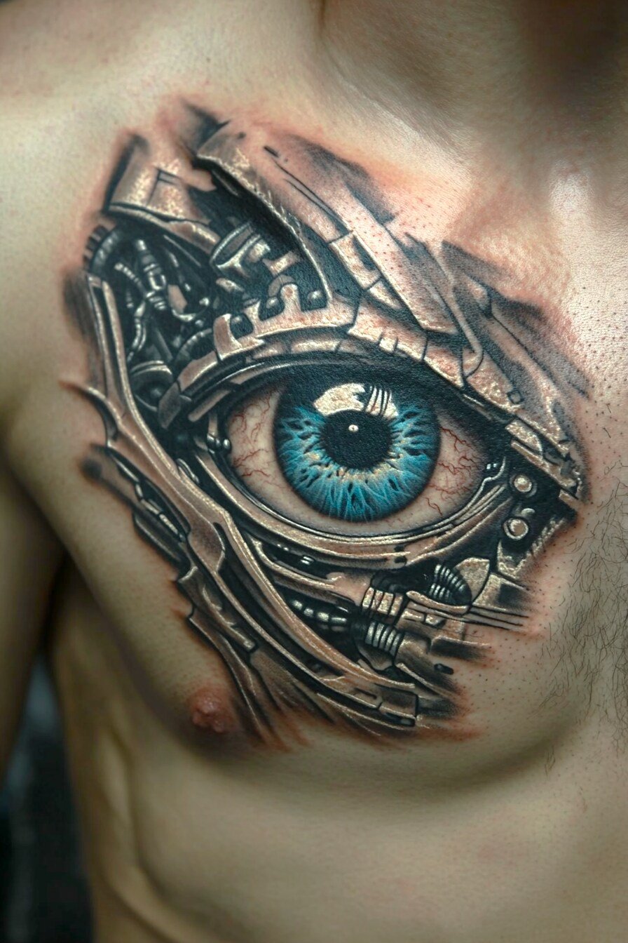 Chest Eye Tattoo For Men (1)