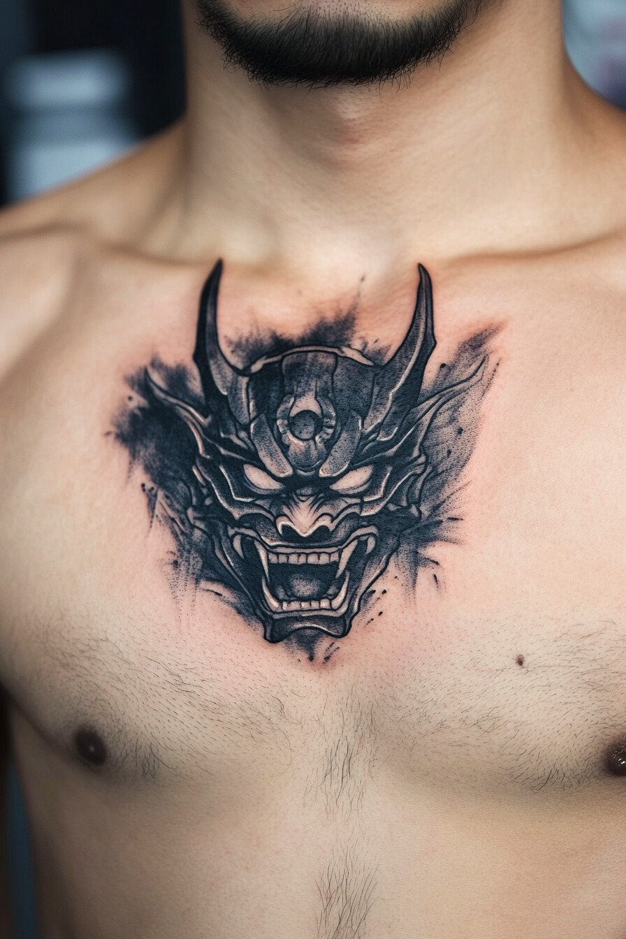 Chest Oni Tattoo Design Ideas 3