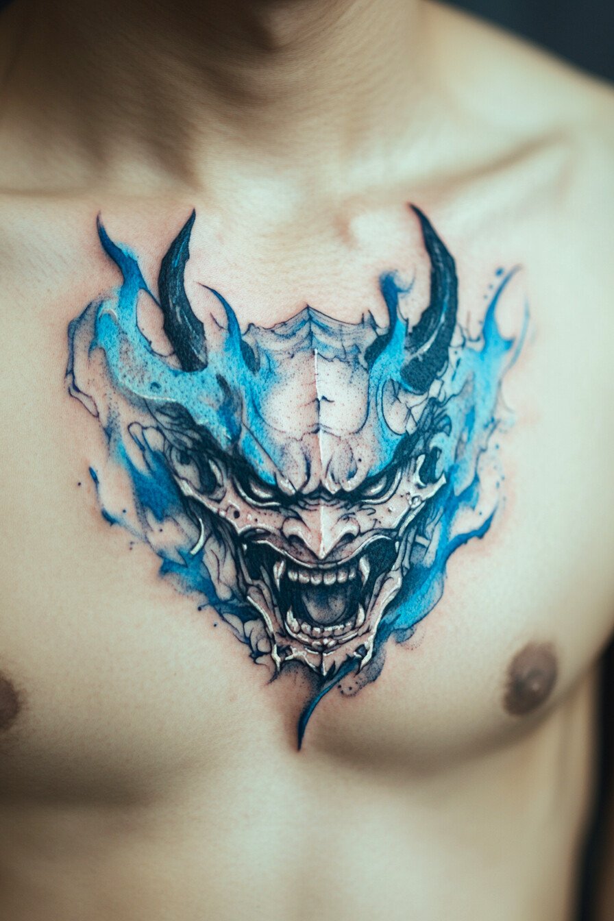 Chest Oni Tattoo Design Ideas 4