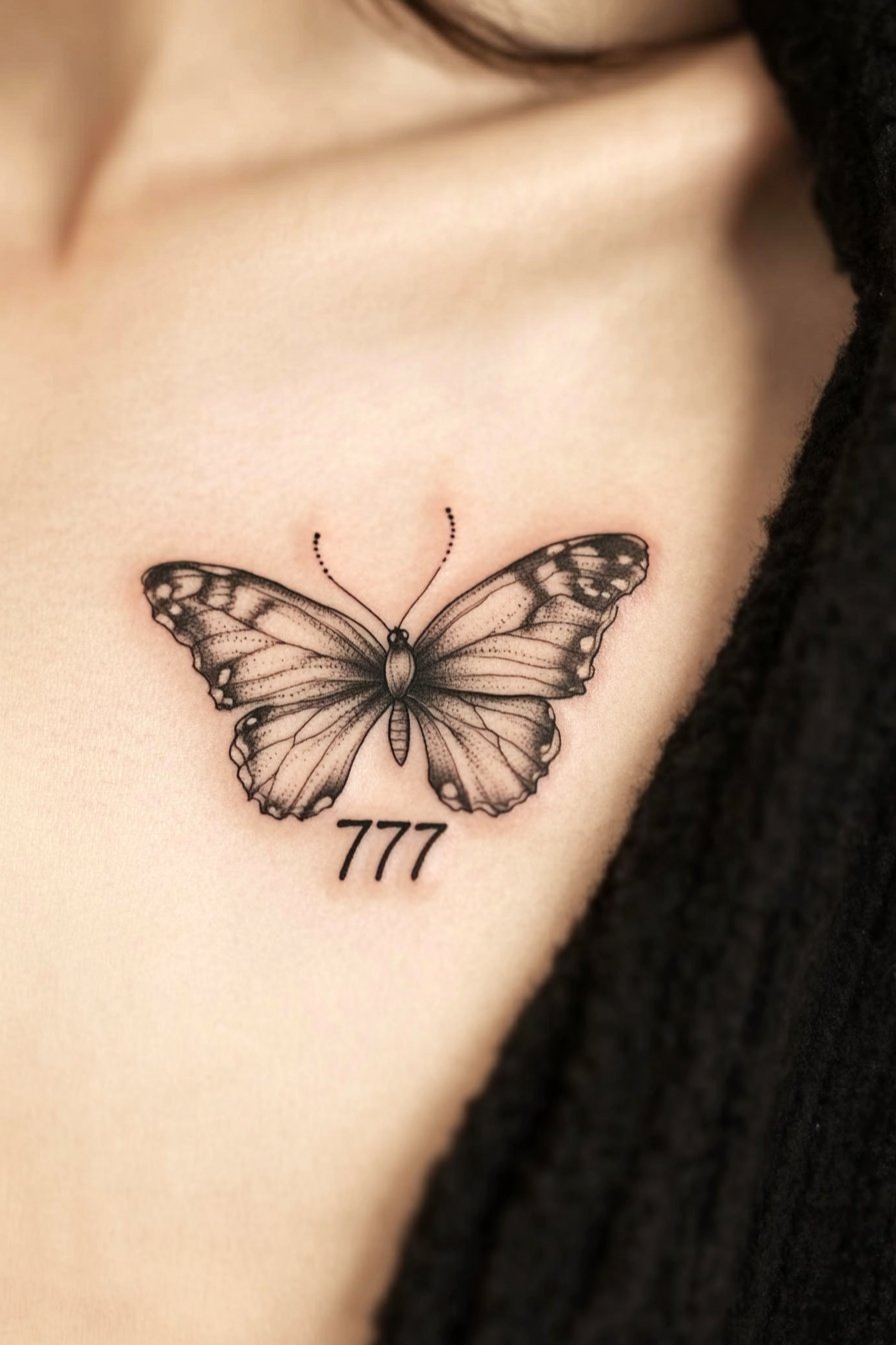 Chest Small & SImple Butterfly Tattoo Design Ideas 1