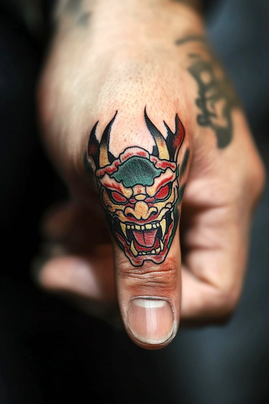 Finger Oni Tattoo Design Ideas 3