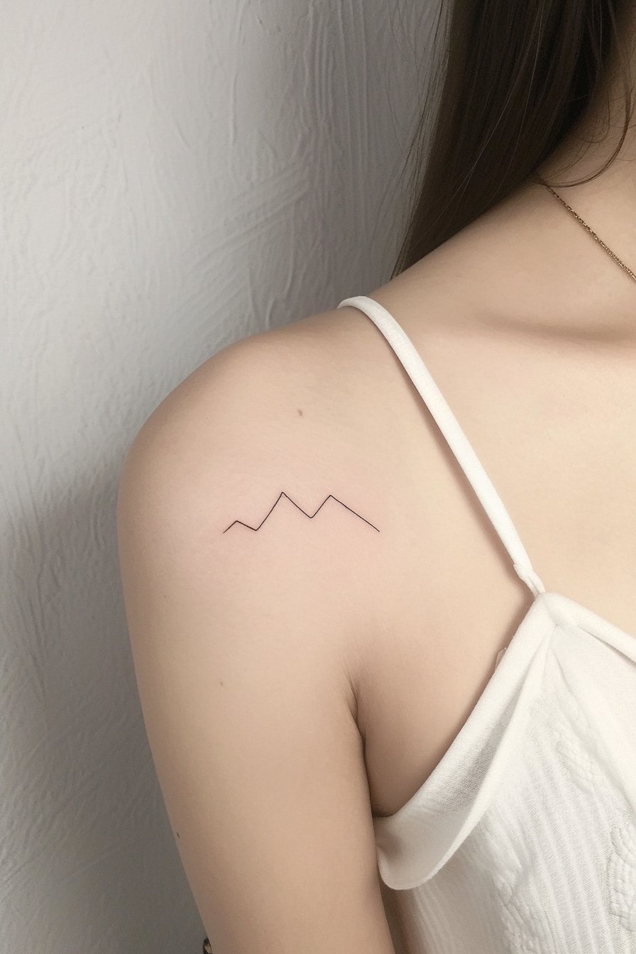 Front Body - Simple Mountain Tattoo Design Idea 19 (Collarbone)