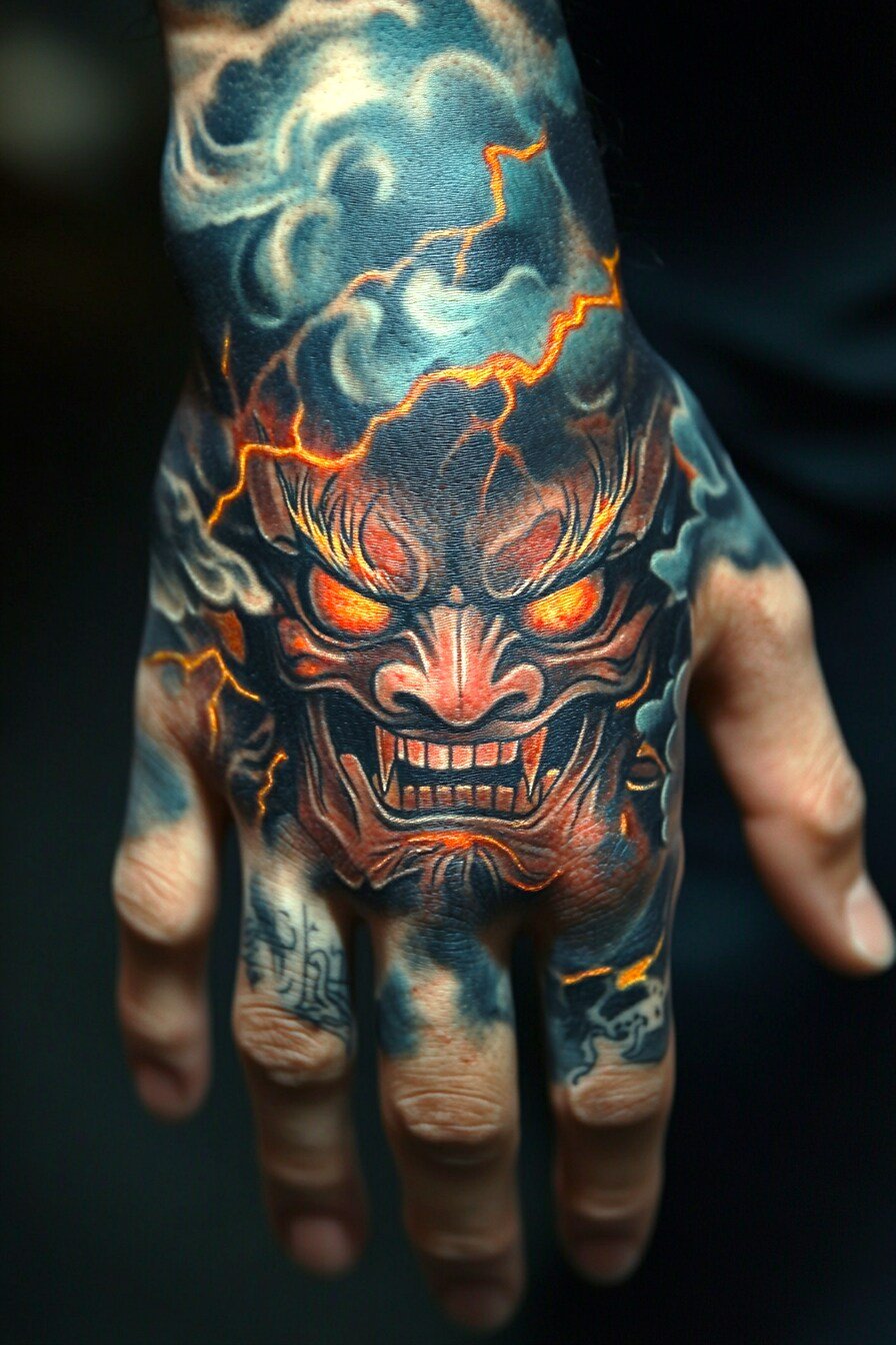 Hand Oni Tattoo Design Ideas 1