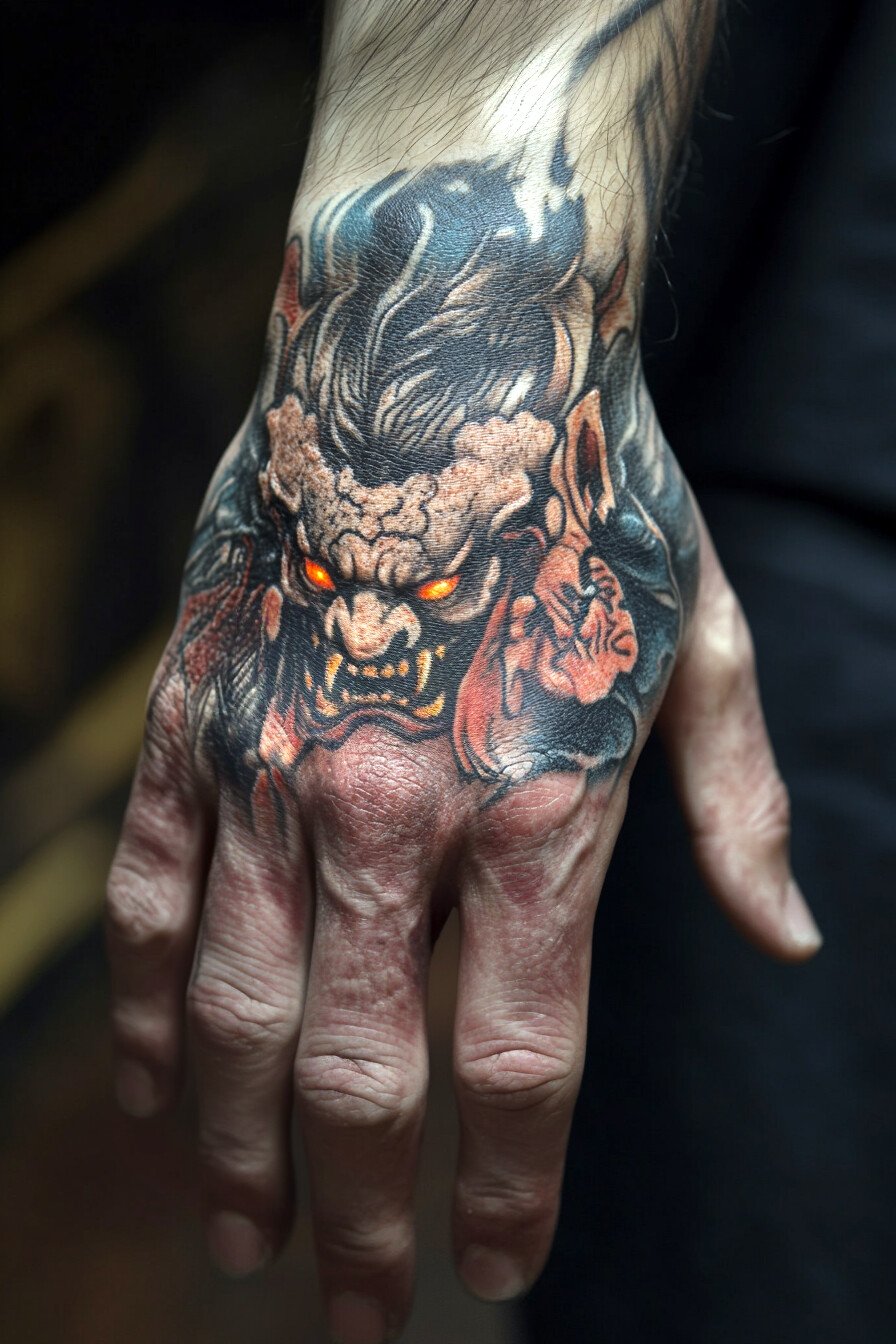 Hand Oni Tattoo Design Ideas 4