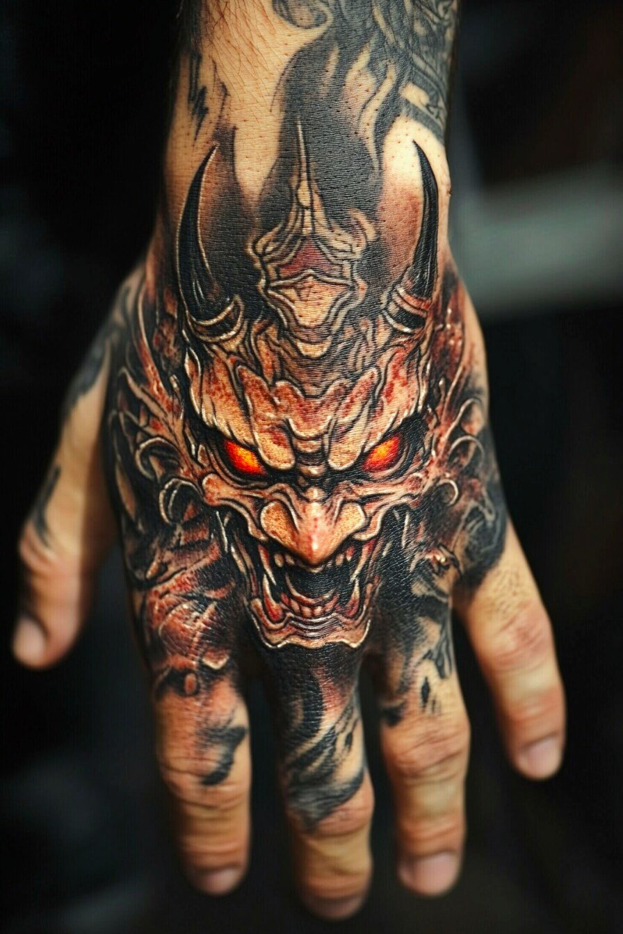 Hand Oni Tattoo Design Ideas 5