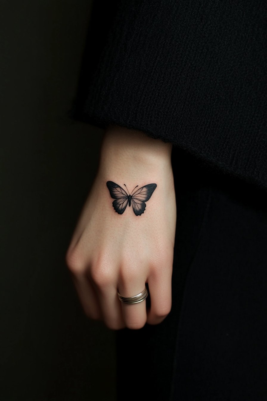 Hand Small & SImple Butterfly Tattoo Design Ideas 2