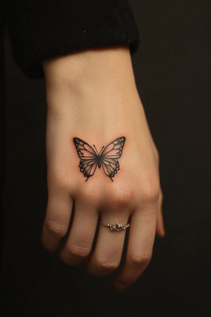 Hand Small & SImple Butterfly Tattoo Design Ideas 3