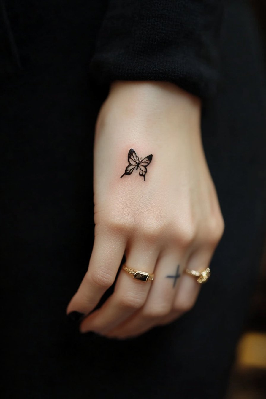 Hand Small & SImple Butterfly Tattoo Design Ideas 5