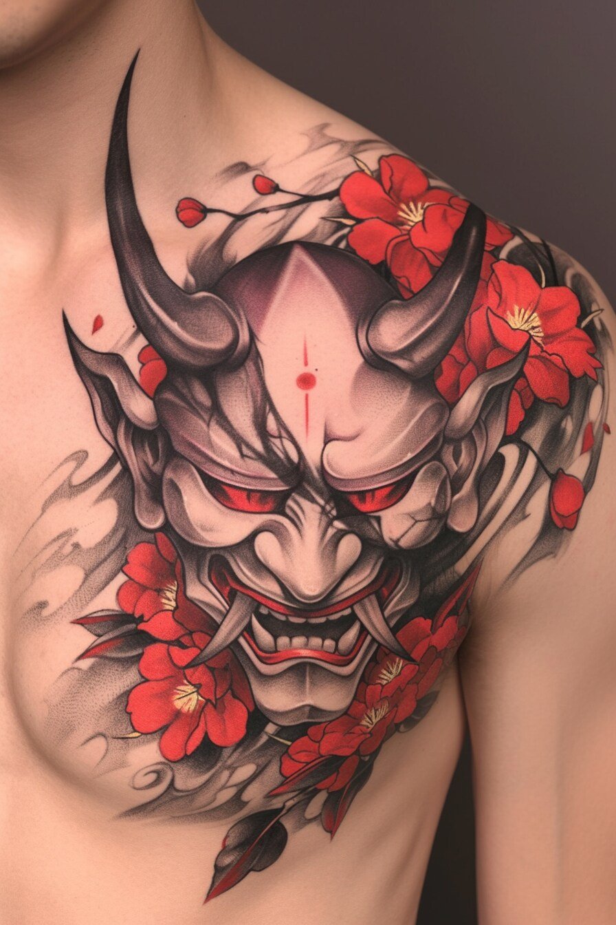 Hannya Mask Tattoo Design Ideas 14