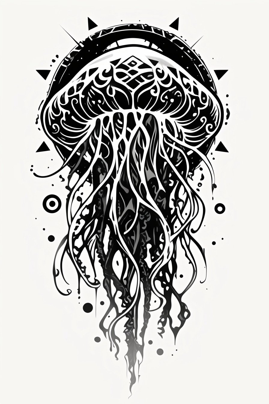 Jellyfish Tattoo Stencil Design 23