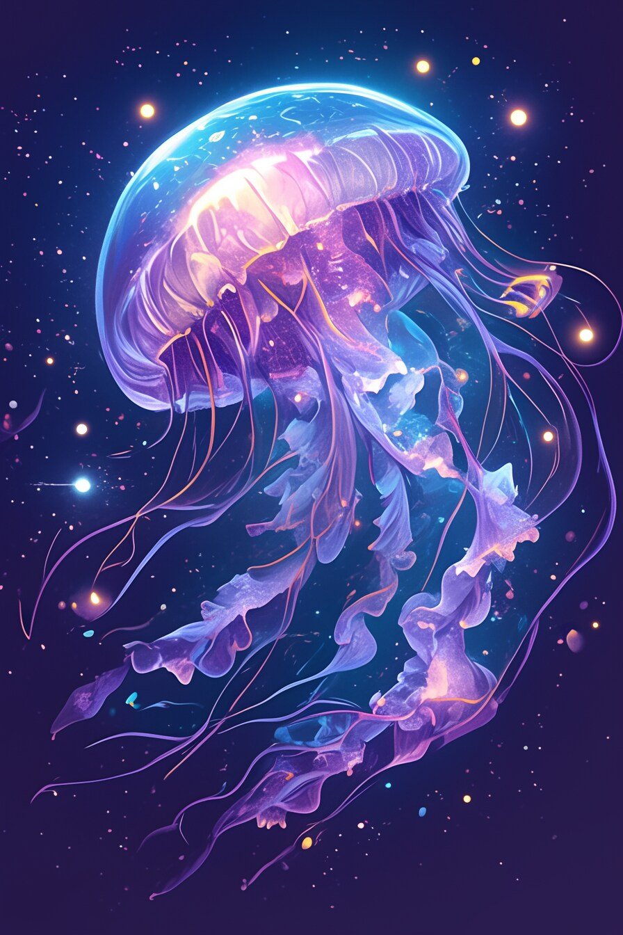 Jellyfish Tattoo Stencil Design 52 (Galaxy)