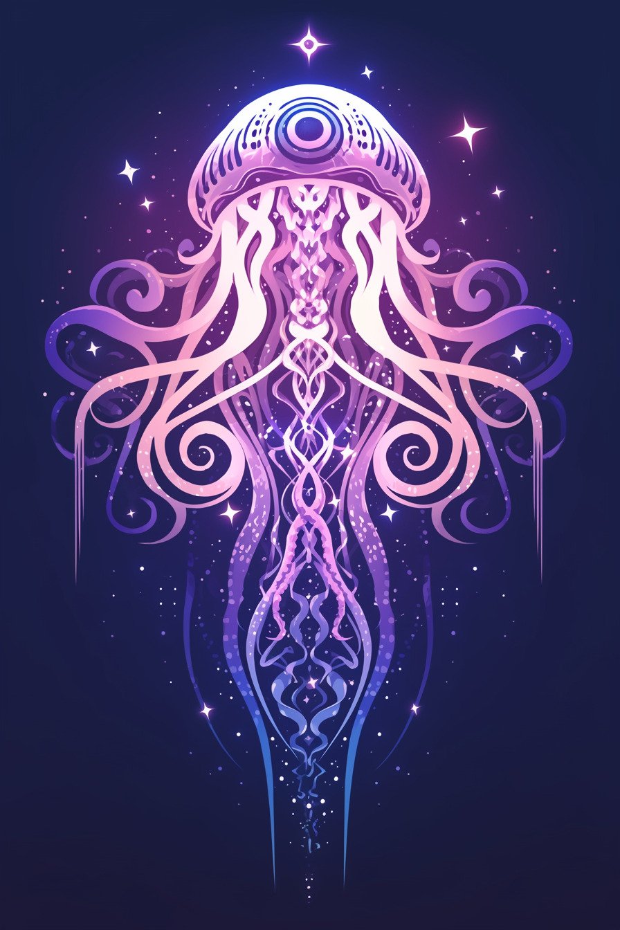 Jellyfish Tattoo Stencil Design 53 (Galaxy)