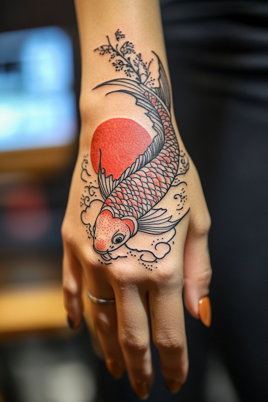 Koi Fish Tattoo Design For Women 15