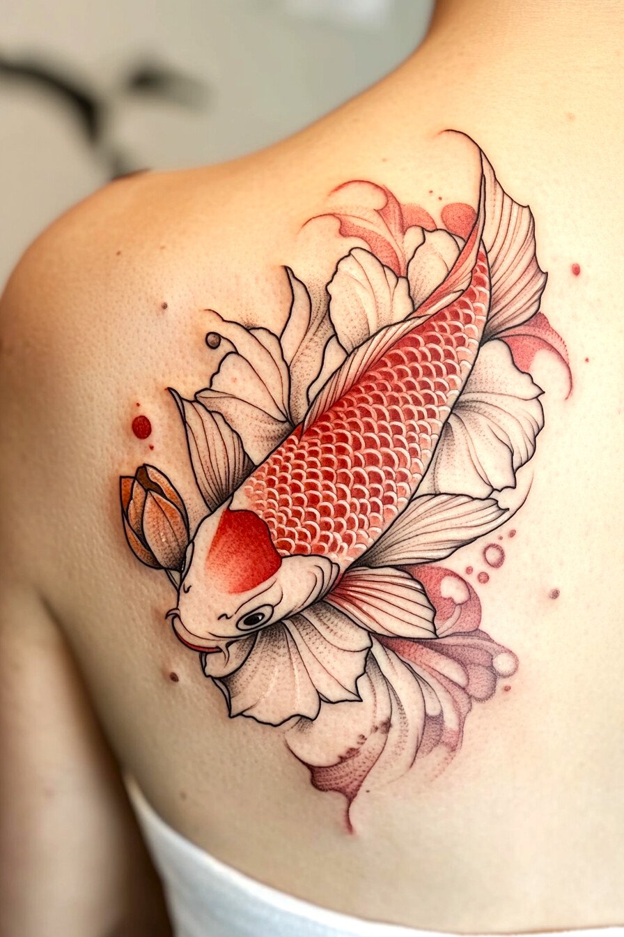 Koi Fish Tattoo Design For Women 27