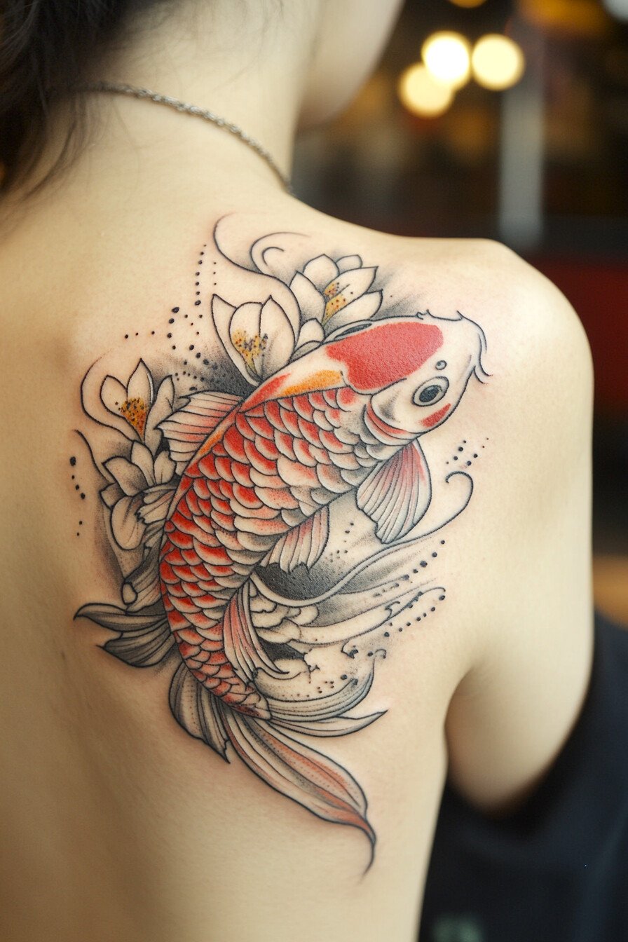 Koi Fish Tattoo Design For Women 28