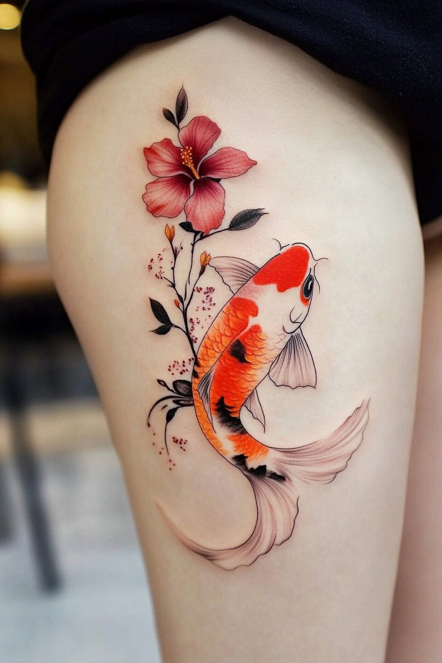 Koi Fish Tattoo Design For Women 36