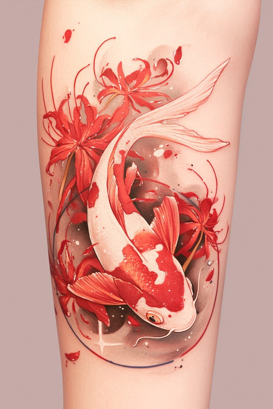 Koi Fish Tattoo Design For Women 37