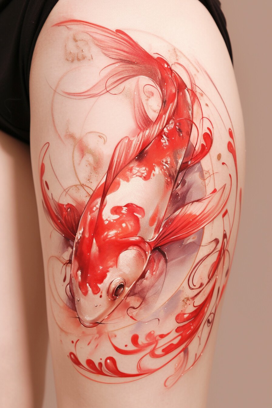 Koi Fish Tattoo Design For Women 44