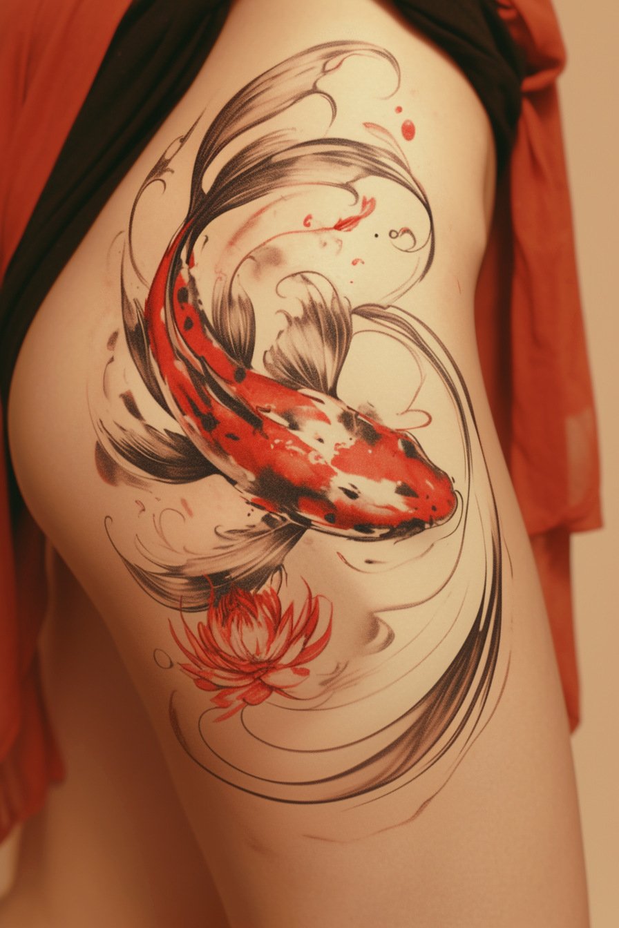 Koi Fish Tattoo Design For Women 45